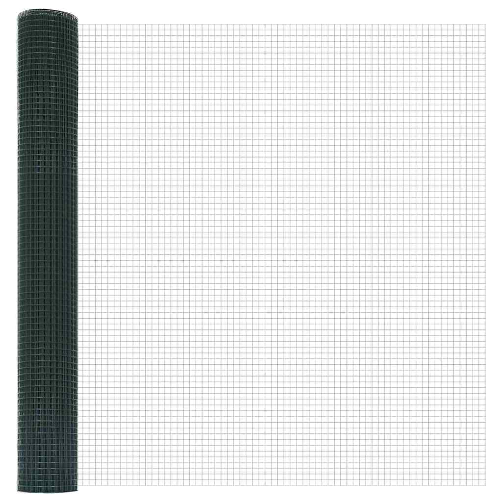 Svejsede trådhegn med stolper 25 x 1,4 m PVC-belagt stål Grøn