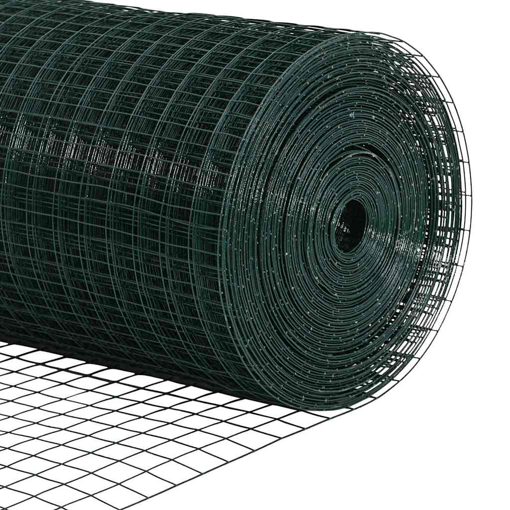 Svejsede trådhegn med stolper 25 x 1,5 m Galvaniseret stål Grøn
