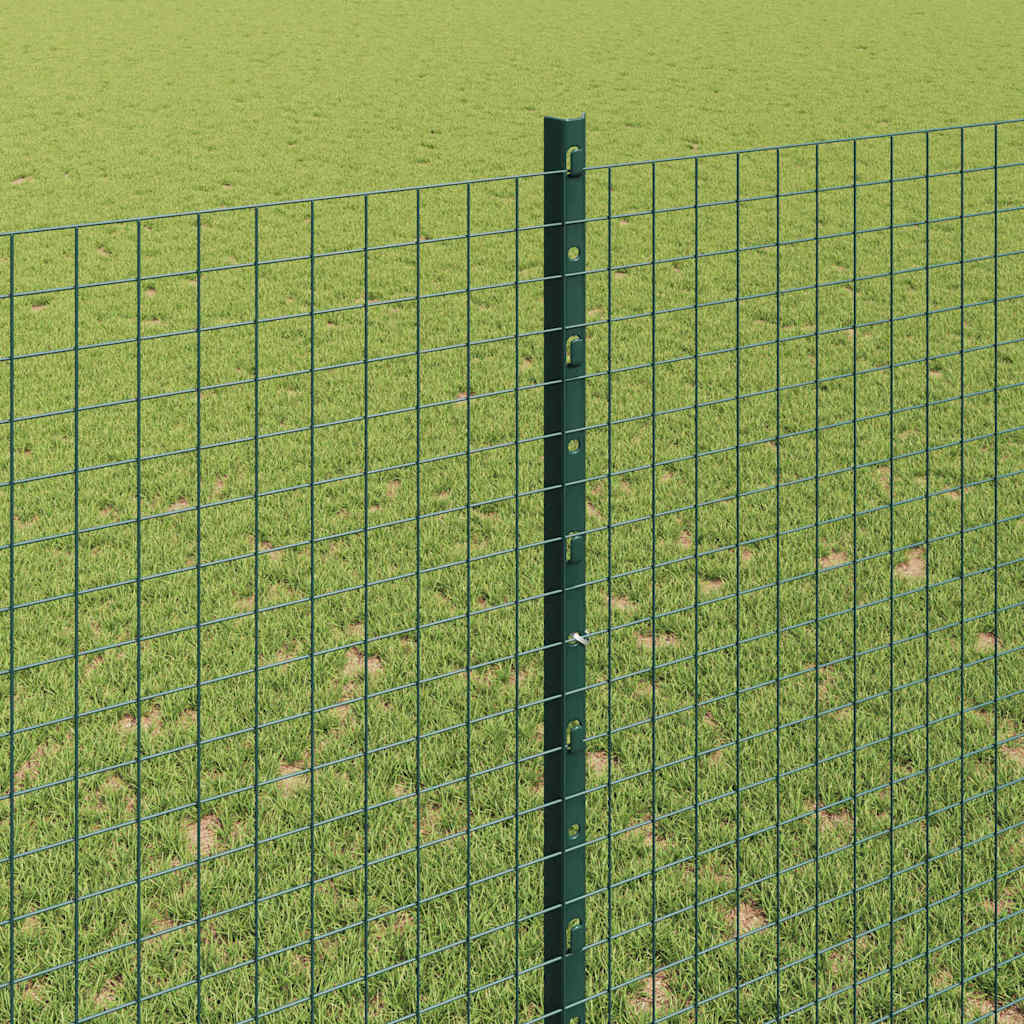 Svejsede trådhegn med stolper 25 x 1,5 m Galvaniseret stål Grøn