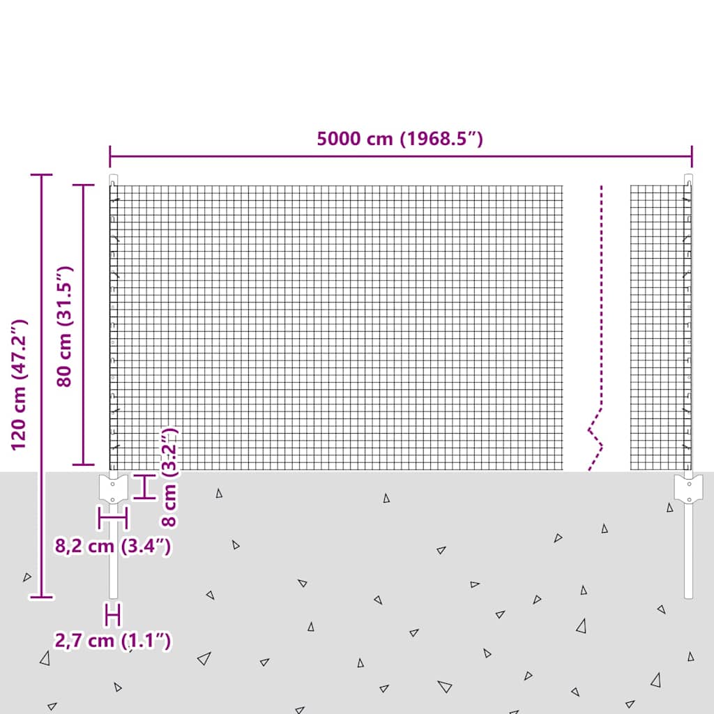 Svejsede trådhegn med stolper 50 x 0,8 m PVC-belagt stål Grøn