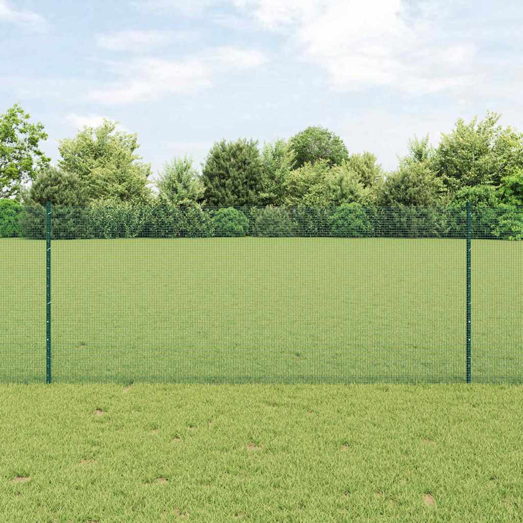 Svejsede trådhegn med stolper 50 x 1 m PVC-belagt stål Grøn