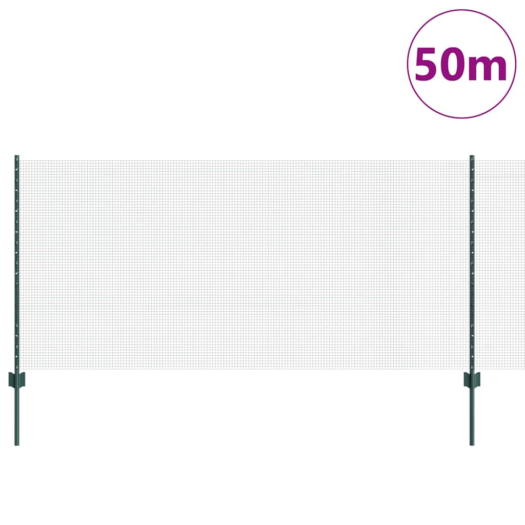 Svejsede trådhegn med stolper 50 x 1 m PVC-belagt stål Grøn