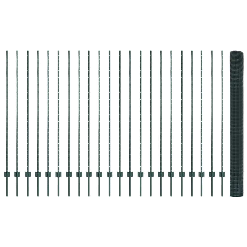 Svejsede trådhegn med stolper 50 x 1,5 m PVC-belagt stål Grøn