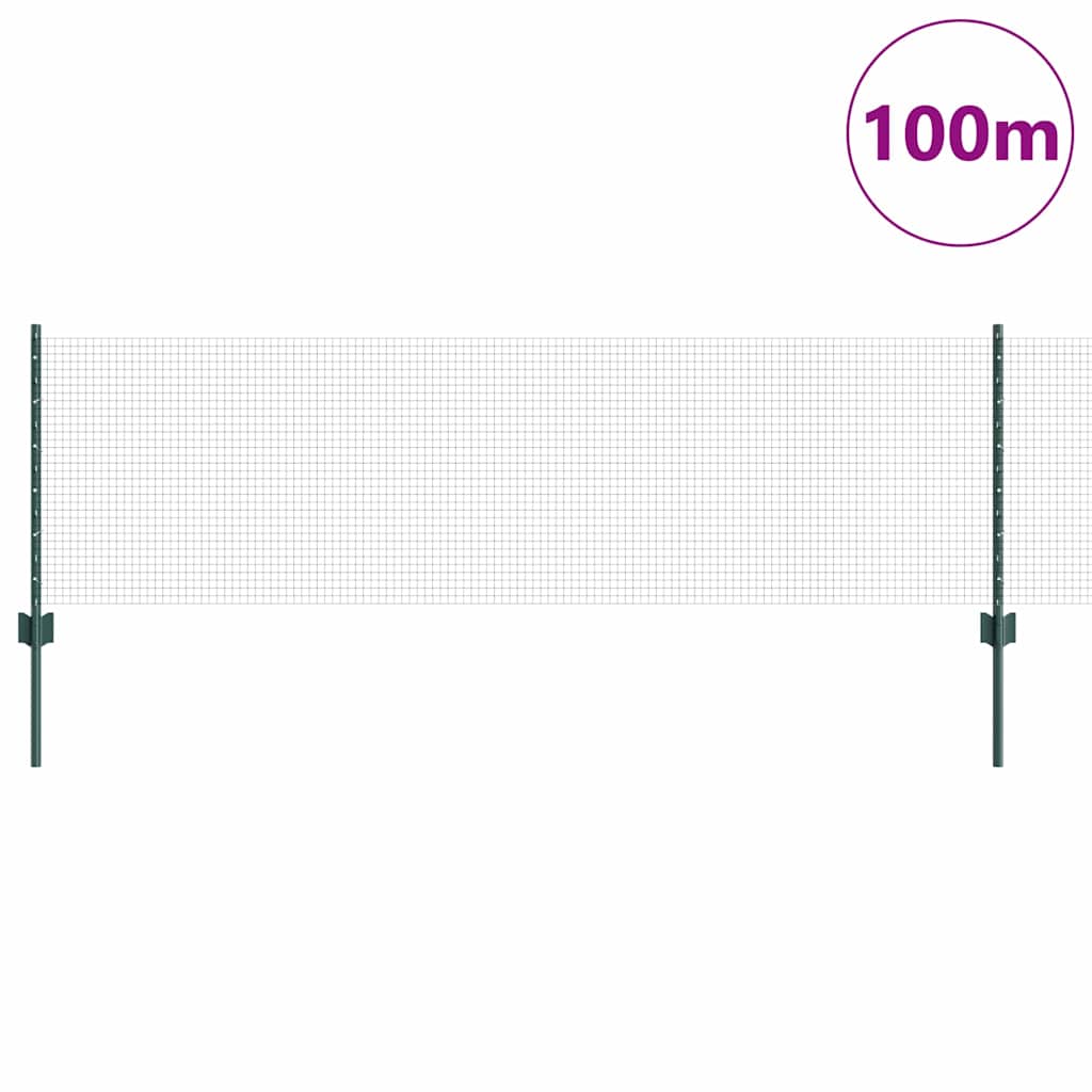 Svejsede trådhegn med stolper 100 x 0,6 m PVC-belagt stål Grøn