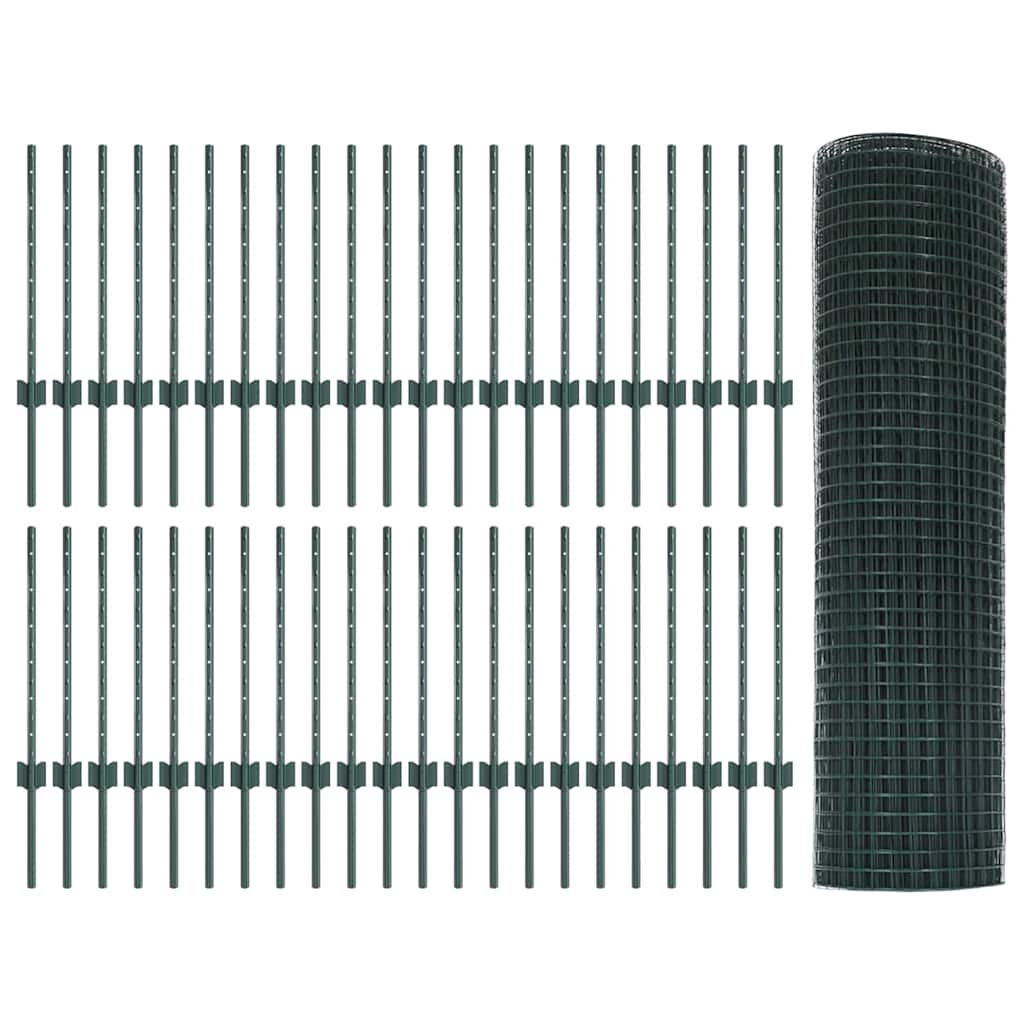 Svejsede trådhegn med stolper 100 x 0,6 m PVC-belagt stål Grøn