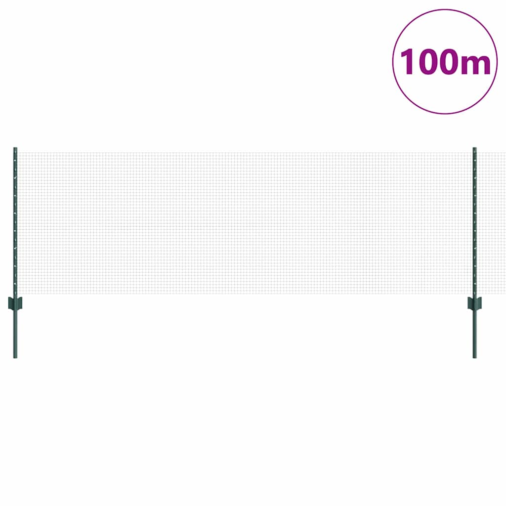 Svejsede trådhegn med stolper 100 x 0,8 m PVC-belagt stål Grøn
