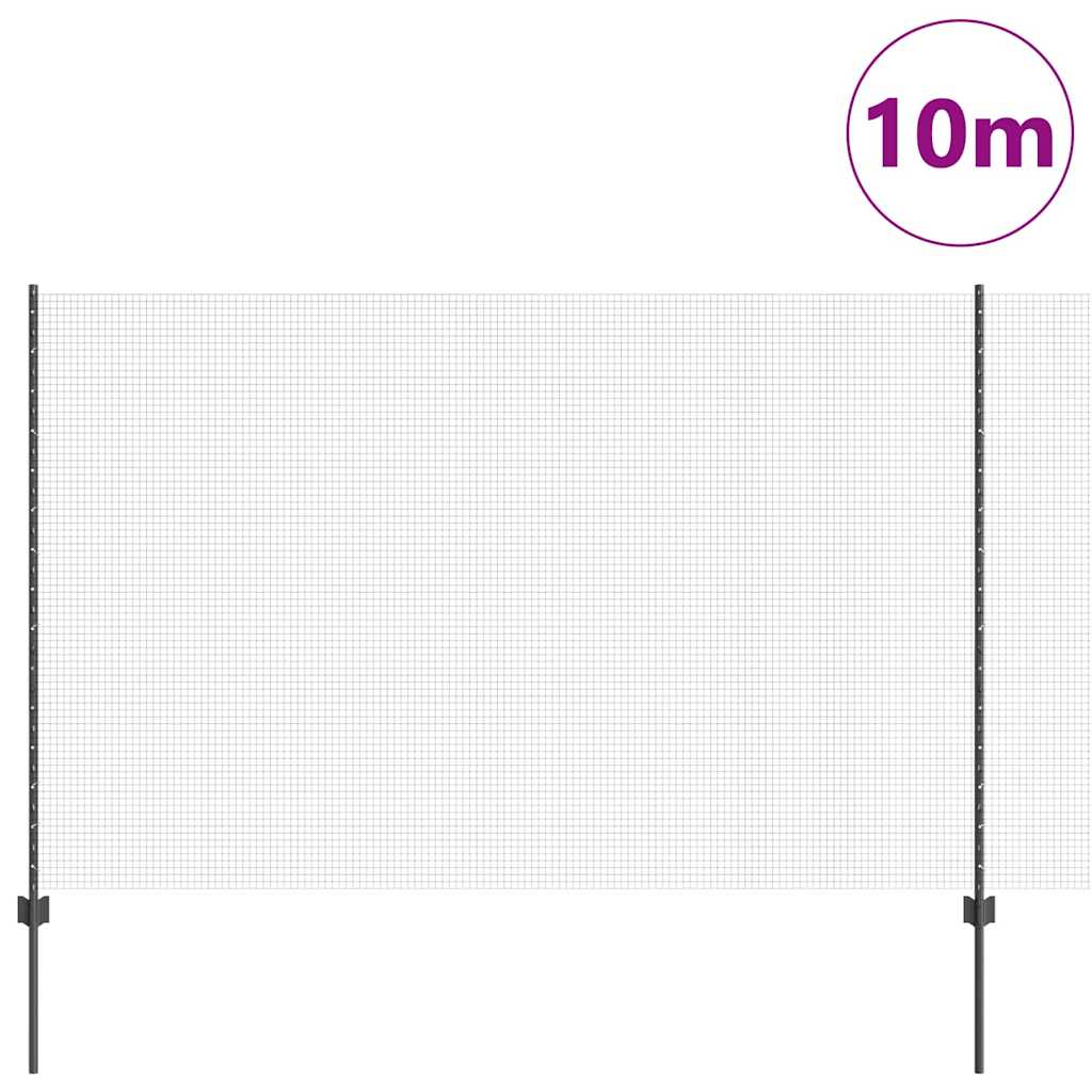 Svejsede trådhegn med stolper 10 x 1,6 m PVC-belagt stål Grå