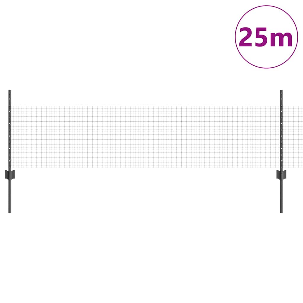 Svejsede trådhegn med stolper 25 x 0,5 m Galvaniseret stål Grå