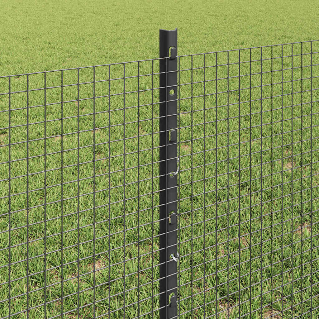 Svejsede trådhegn med stolper 25 x 0,6 m PVC-belagt stål Grå