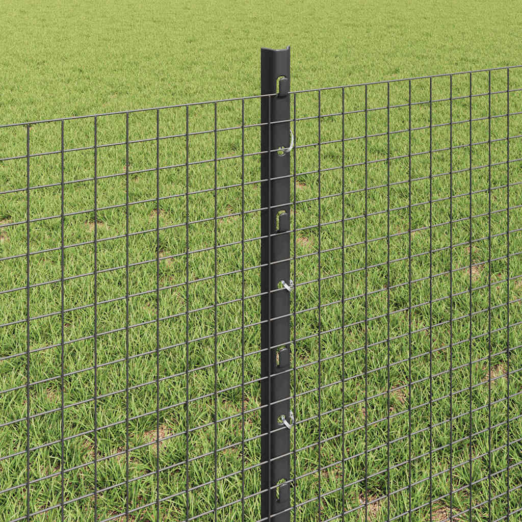 Svejsede trådhegn med stolper 25 x 0,6 m PVC-belagt stål Grå