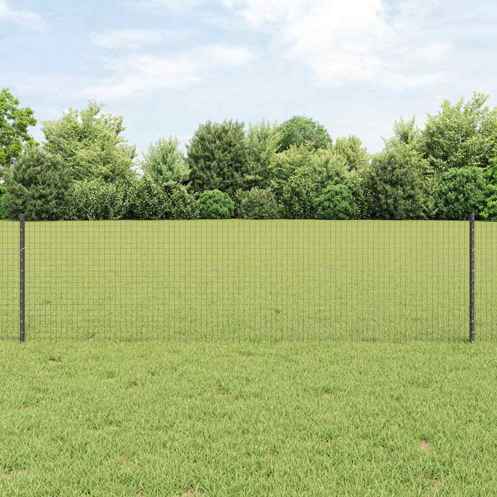 Svejsede trådhegn med stolper 25 x 0,6 m PVC-belagt stål Grå