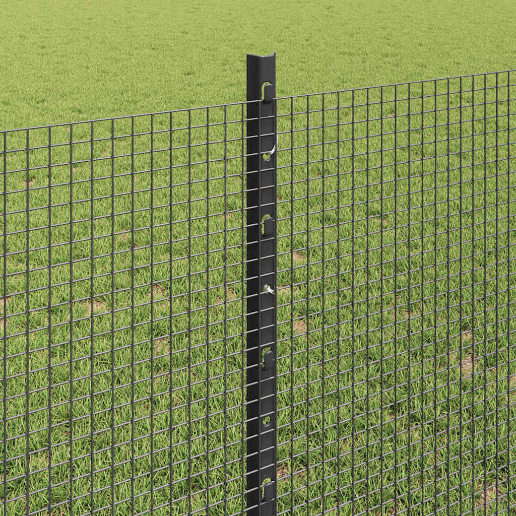 Svejsede trådhegn med stolper 25 x 0,8 m PVC-belagt stål Grå