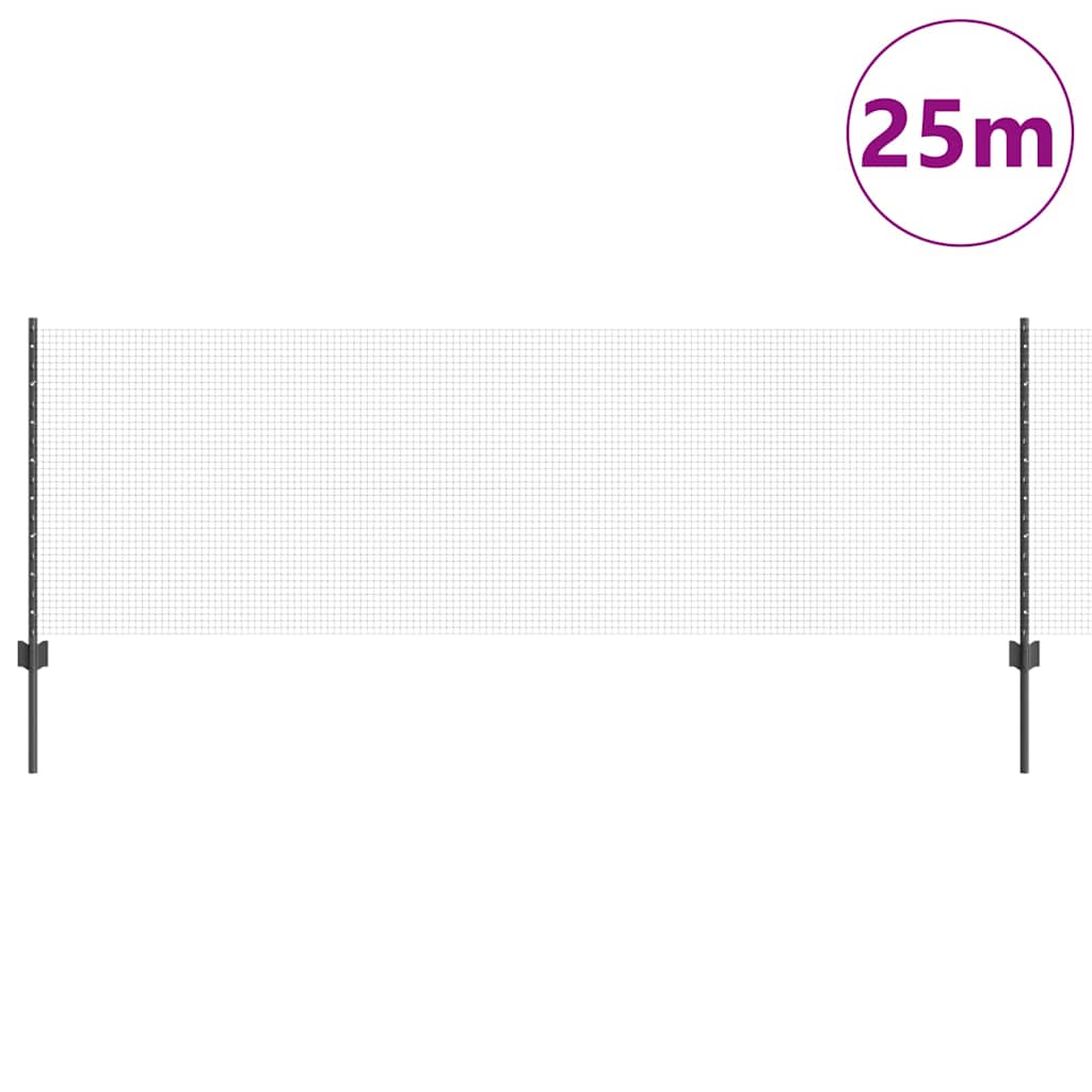 Svejsede trådhegn med stolper 25 x 0,8 m PVC-belagt stål Grå