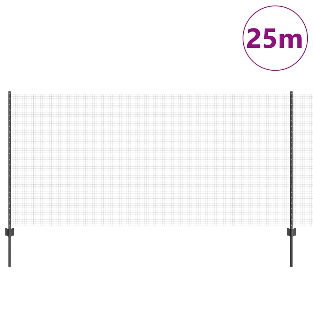Svejsede trådhegn med stolper 25 x 1,2 m PVC-belagt stål Grå