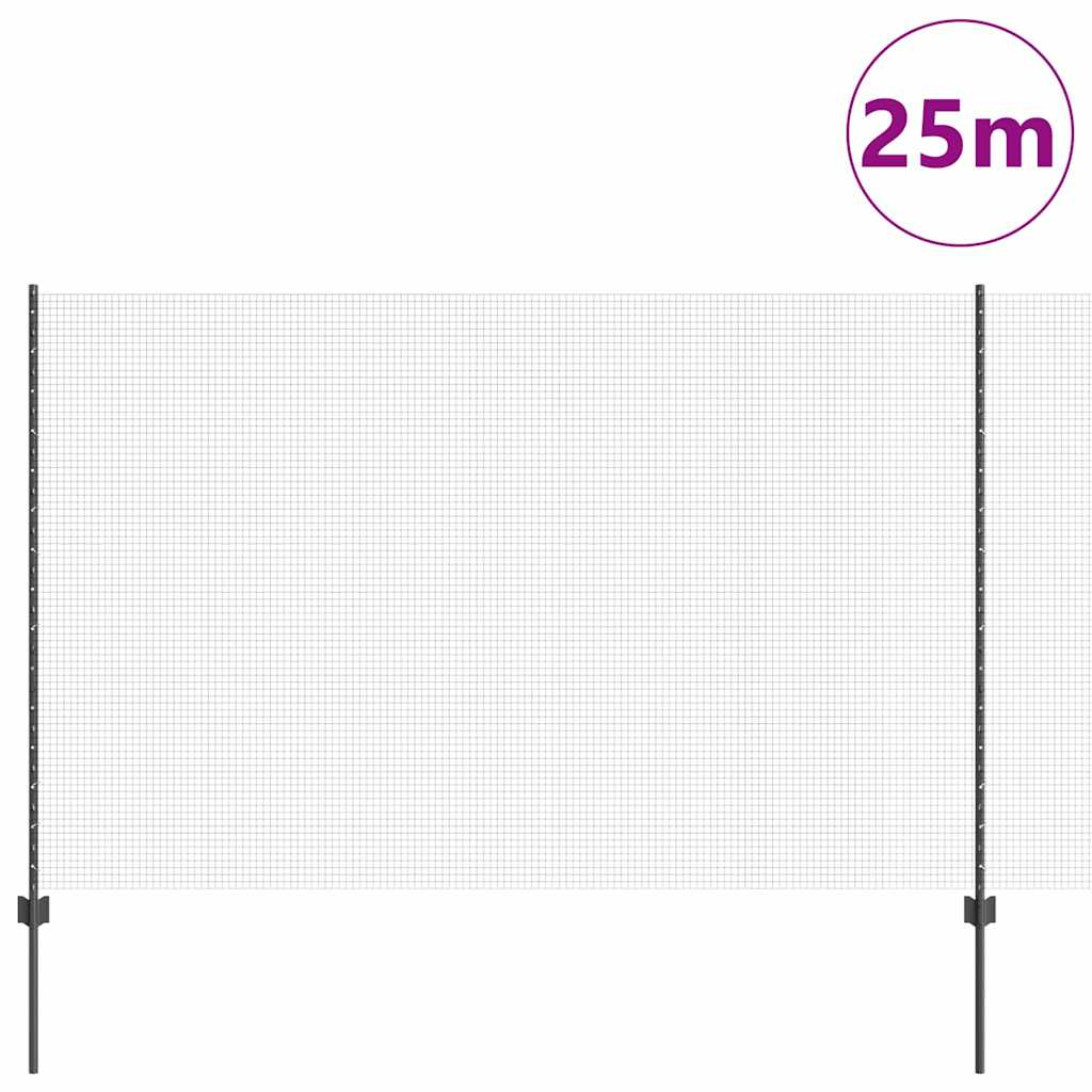 Svejsede trådhegn med stolper 25 x 1,6 m PVC-belagt stål Grå