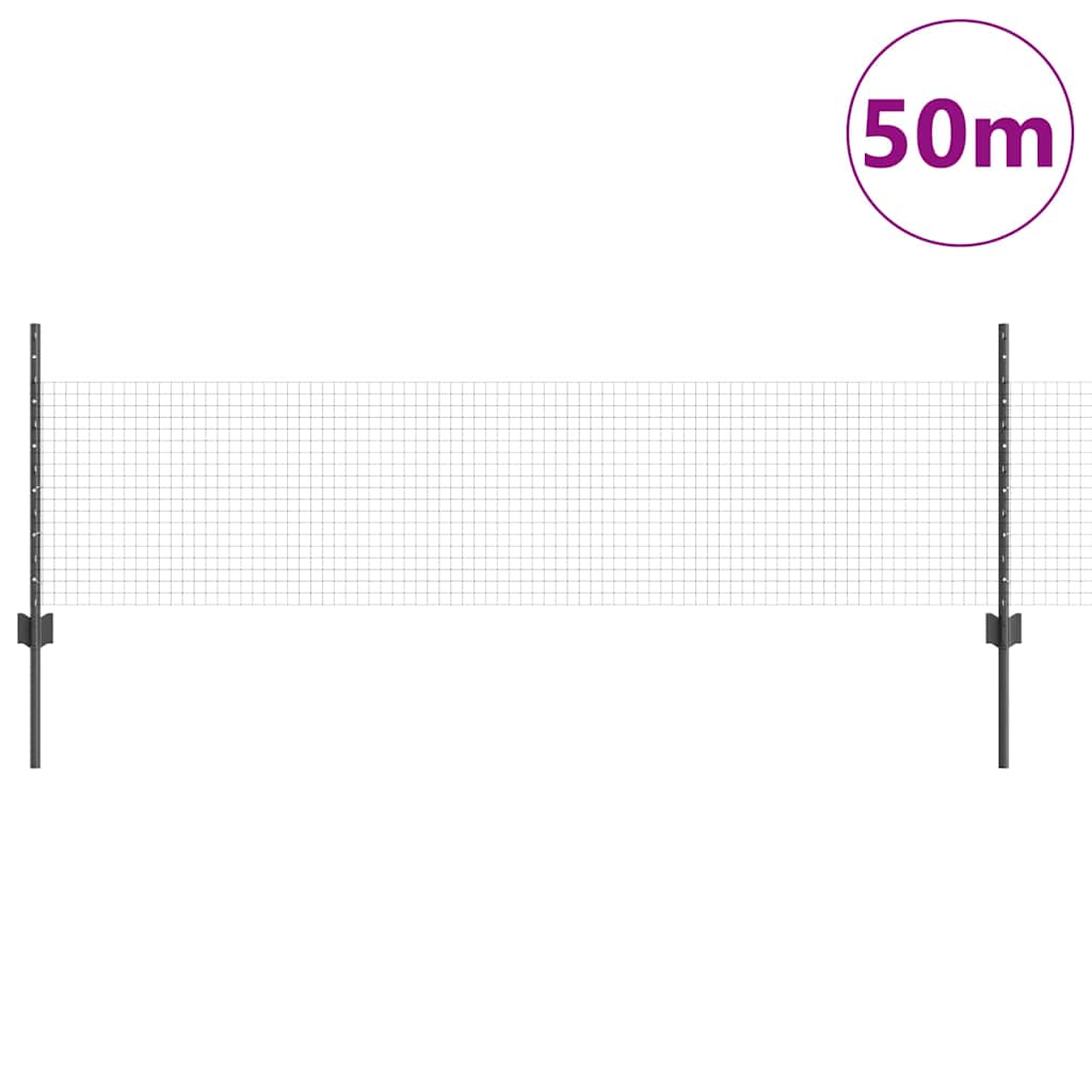 Svejsede trådhegn med stolper 50 x 0,5 m PVC-belagt stål Grå