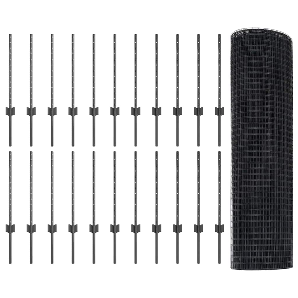 Svejsede trådhegn med stolper 50 x 0,6 m PVC-belagt stål Grå