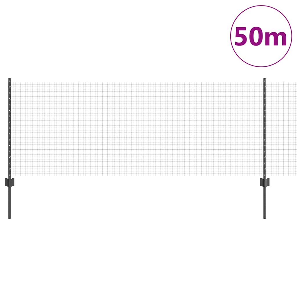 Svejsede trådhegn med stolper 50 x 0,8 m PVC-belagt stål Grå