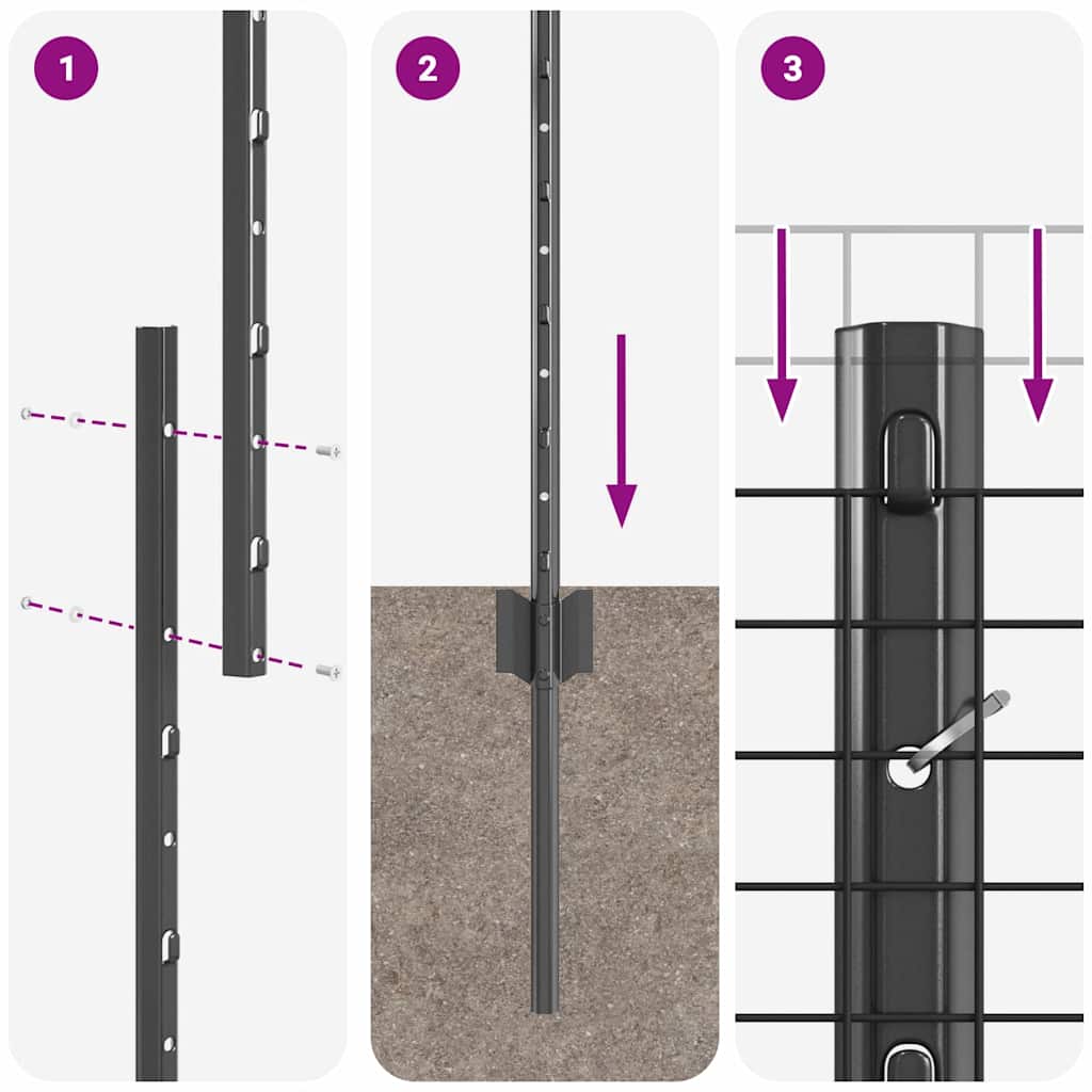 Svejsede trådhegn med stolper 50 x 1,2 m PVC-belagt stål Grå