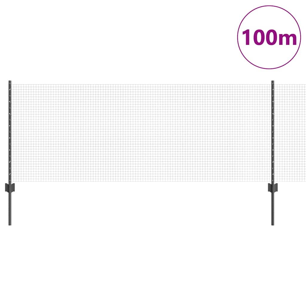 Svejsede trådhegn med stolper 100 x 0,8 m PVC-belagt stål Grå