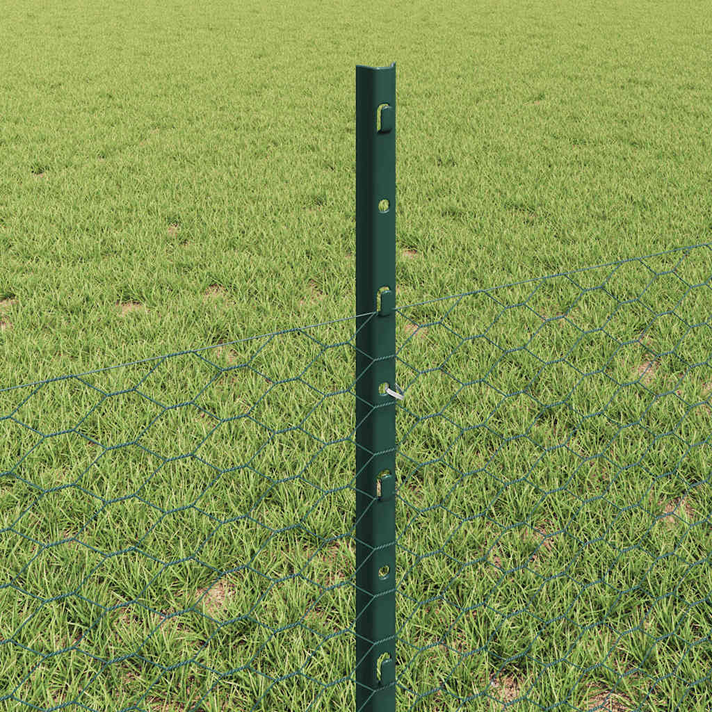 Sekskantet hegn med stolpe 10 x 0,5 m PVC-belagt stål Grøn Mesh