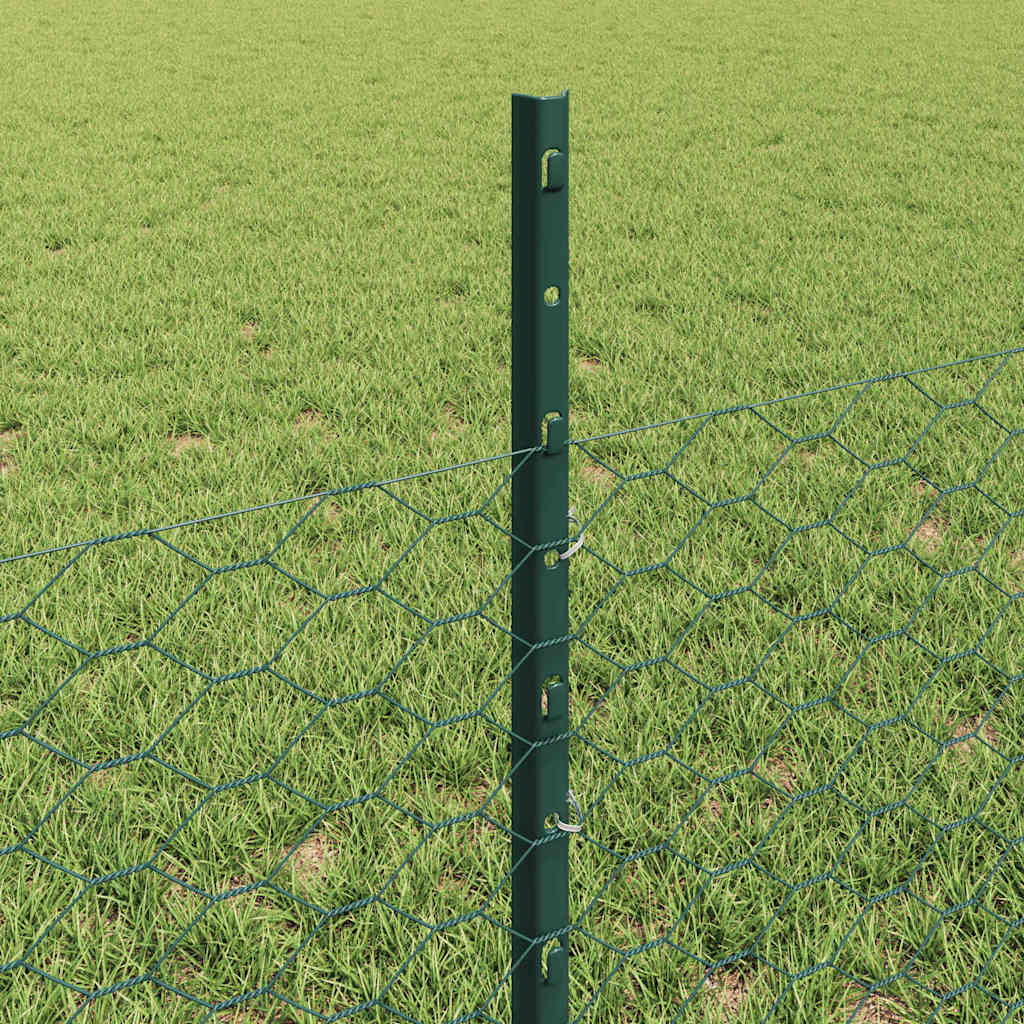 Sekskantet hegn med stolpe 10 x 0,5 m PVC-belagt stål Grøn Mesh