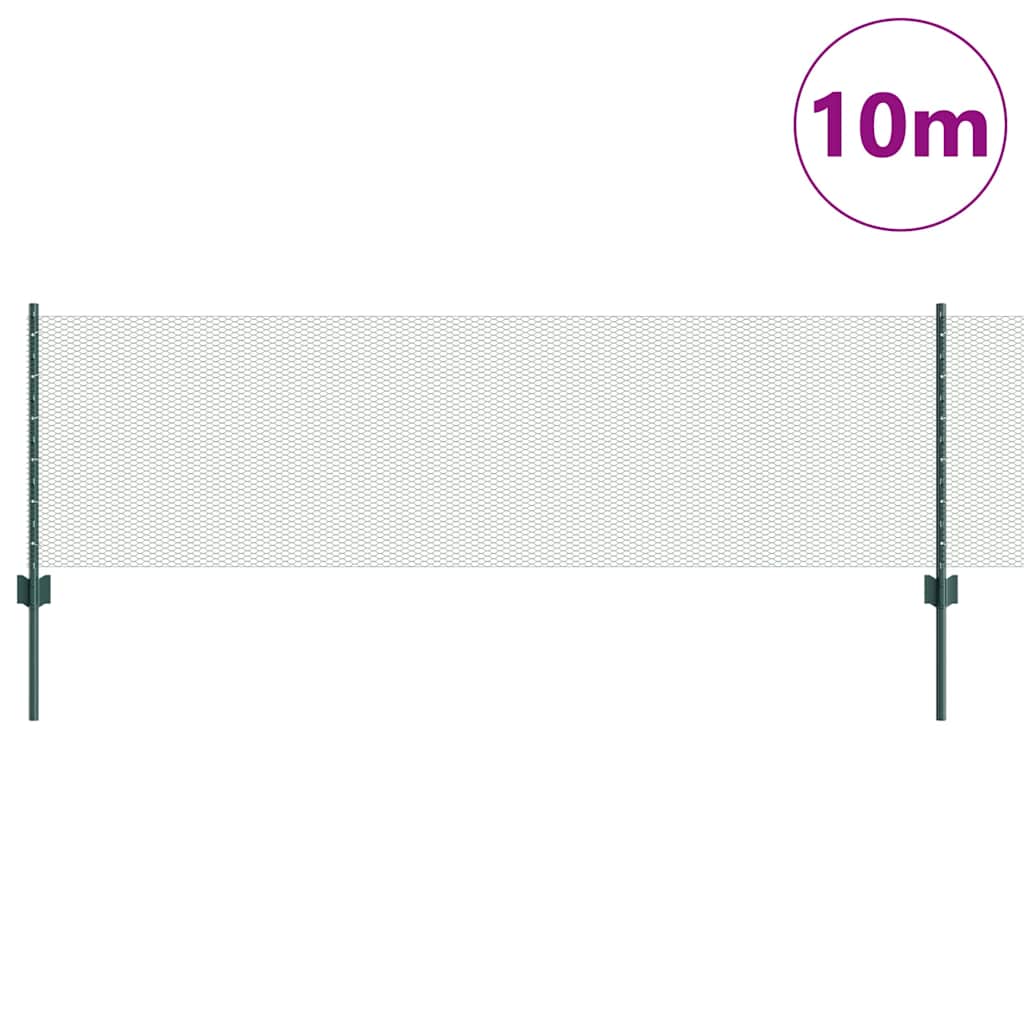 Sekskantet hegn med stolpe 10 x 0,6 m PVC-belagt stål Grøn Mesh