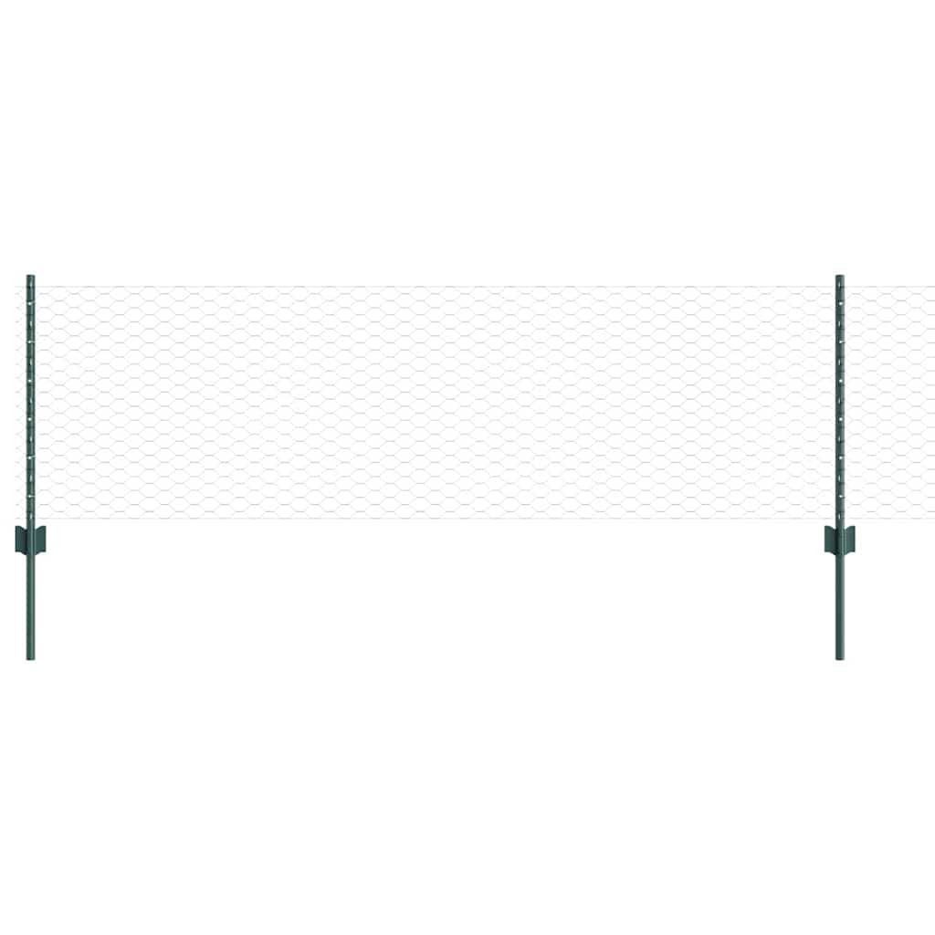 Sekskantet hegn med stolpe 10 x 0,6 m PVC-belagt stål Grøn Mesh