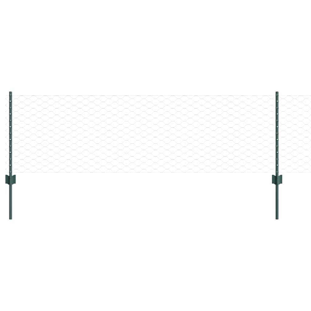 Sekskantet hegn med stolpe 10 x 0,6 m PVC-belagt stål Grøn Mesh