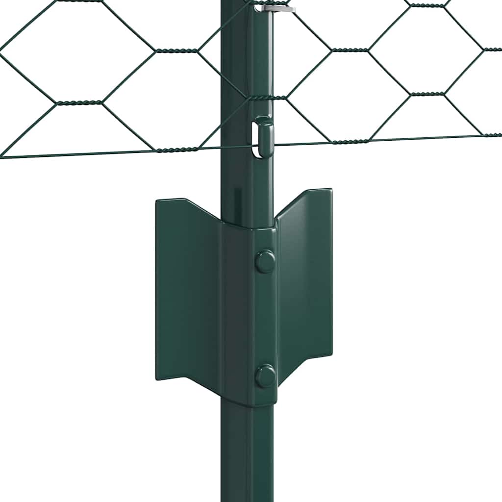 Sekskantet hegn med stolpe 10 x 0,8 m PVC-belagt stål Grøn Mesh