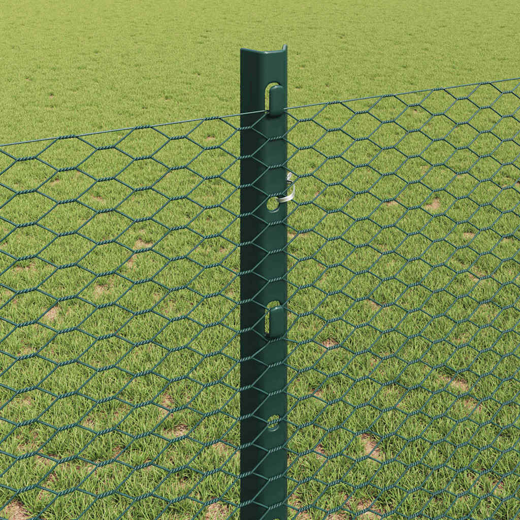 Sekskantet hegn med stolpe 10 x 1,2 m PVC-belagt stål Grøn Mesh