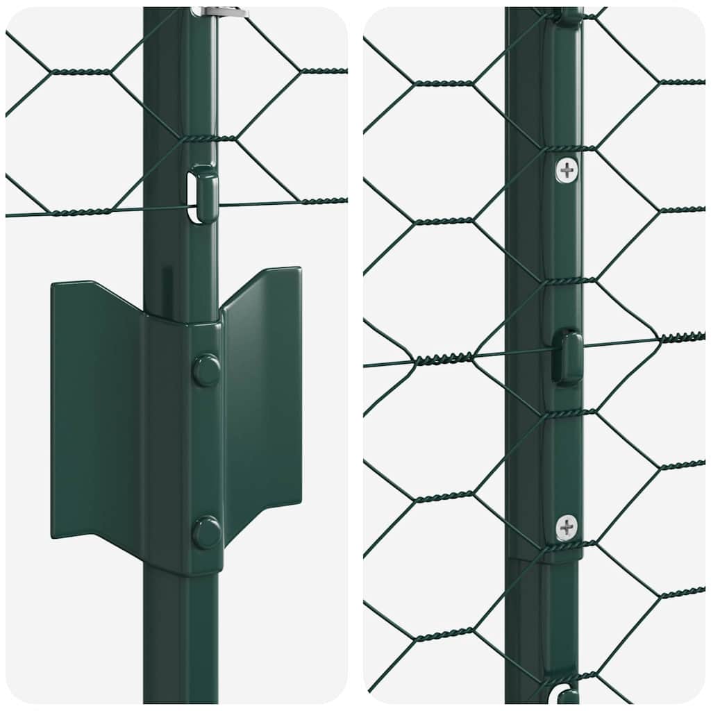Sekskantet hegn med stolpe 10 x 1,4 m PVC-belagt stål Grøn Mesh