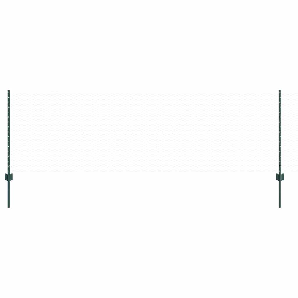 Sekskantet hegn med stolpe 25 x 0,8 m PVC-belagt stål Grøn Mesh