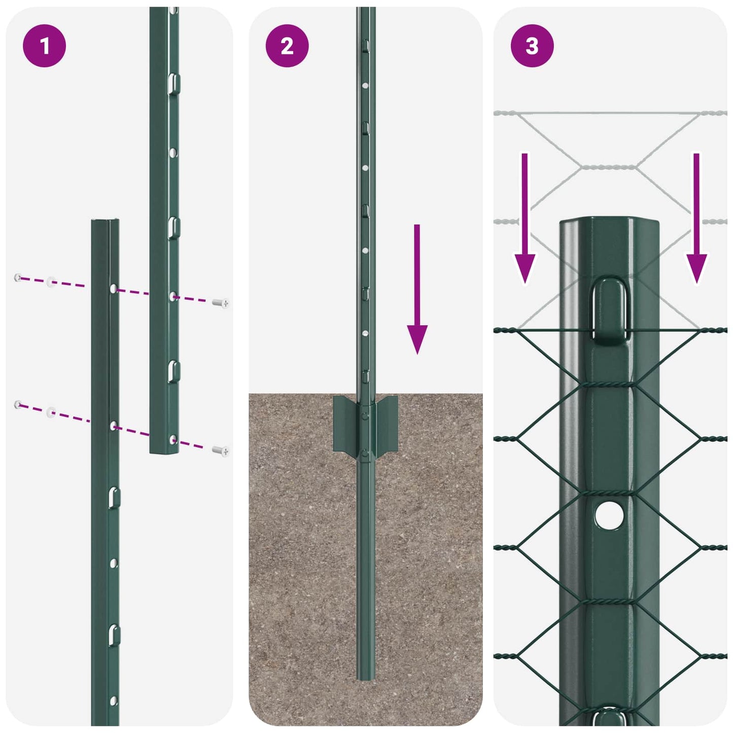 Sekskantet hegn med stolpe 25 x 1 m PVC-belagt stål Grøn Mesh