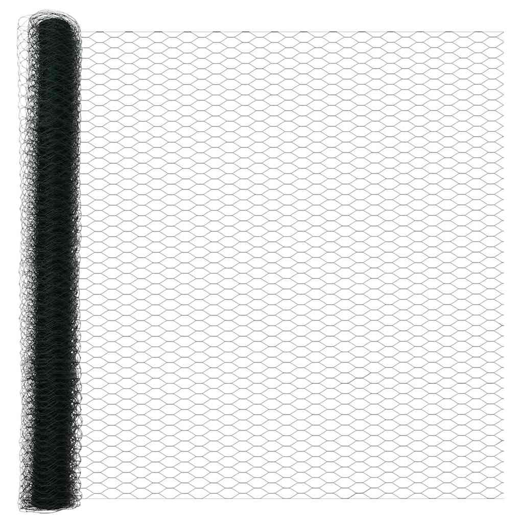 Sekskantet hegn med stolpe 25 x 1,6 m PVC-belagt stål Grøn Mesh