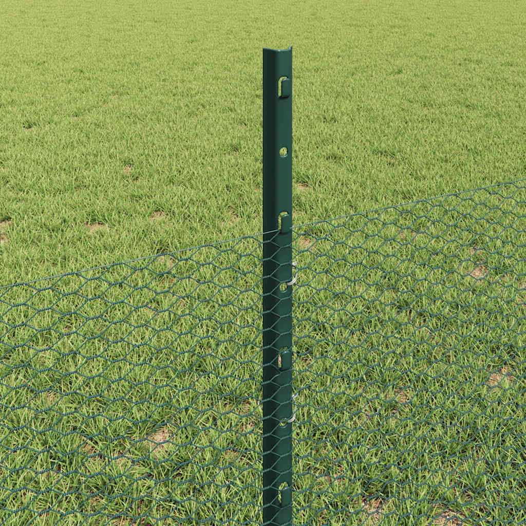 Sekskantet hegn med stolpe 50 x 0,5 m PVC-belagt stål Grøn Mesh