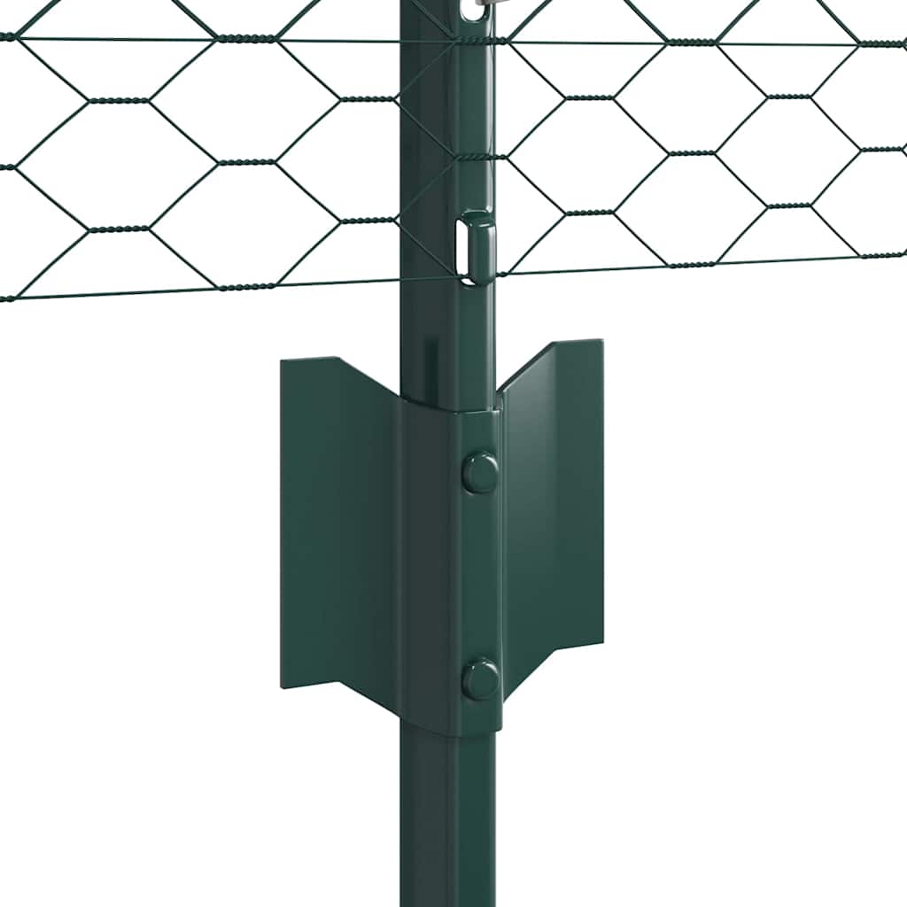 Sekskantet hegn med stolpe 50 x 0,5 m PVC-belagt stål Grøn Mesh