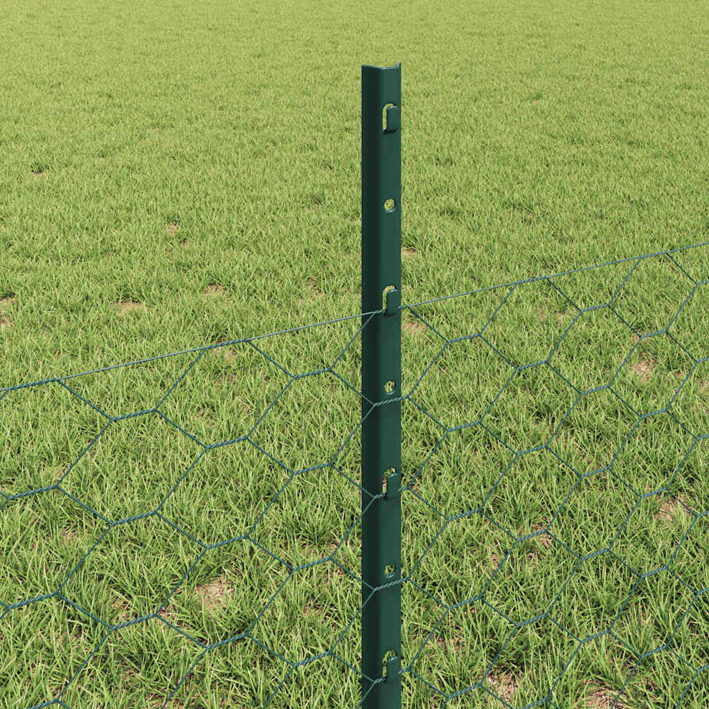Sekskantet hegn med stolpe 50 x 0,5 m PVC-belagt stål Grøn Mesh
