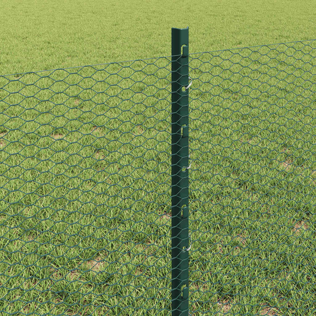 Sekskantet hegn med stolpe 50 x 0,6 m PVC-belagt stål Grøn Mesh