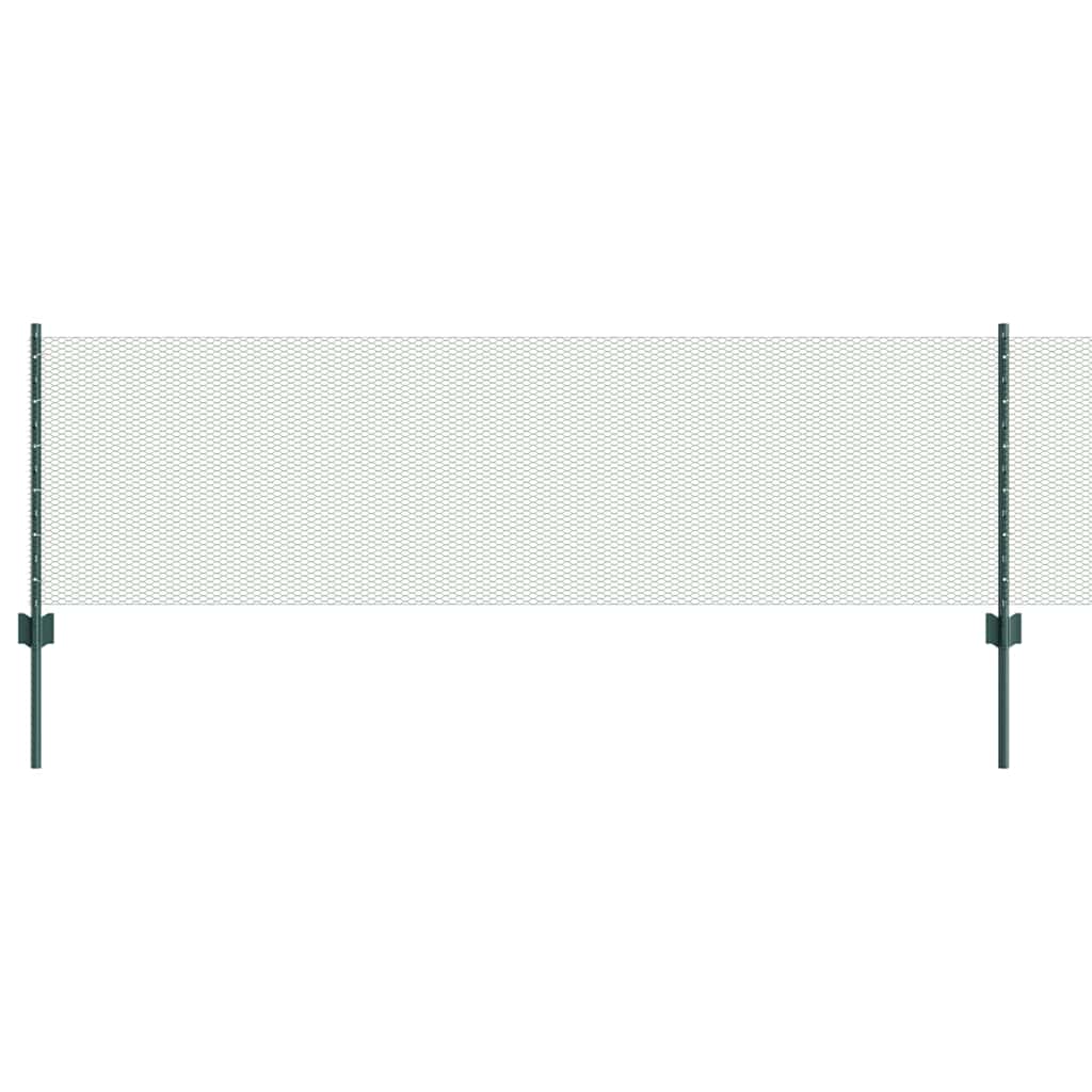 Sekskantet hegn med stolpe 50 x 0,6 m PVC-belagt stål Grøn Mesh