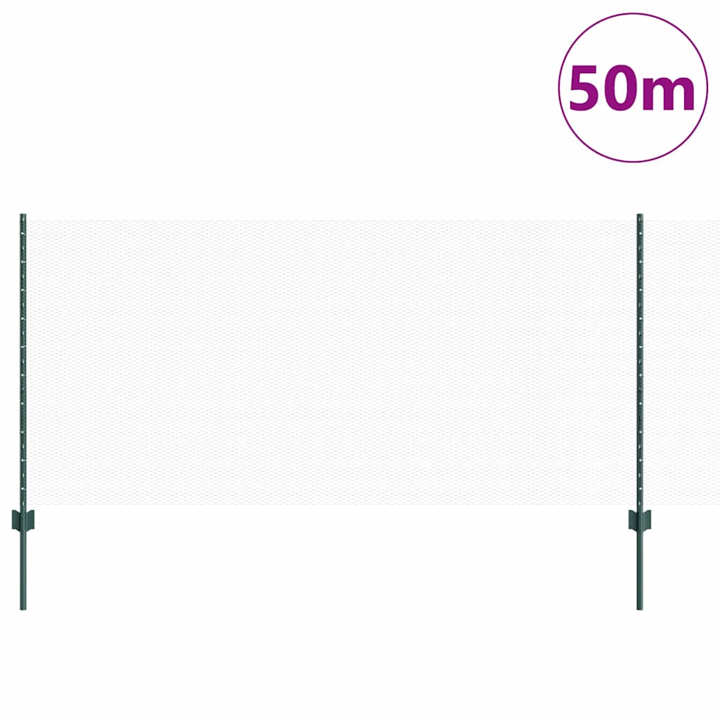 Sekskantet hegn med stolpe 50 x 1 m PVC-belagt stål Grøn Mesh