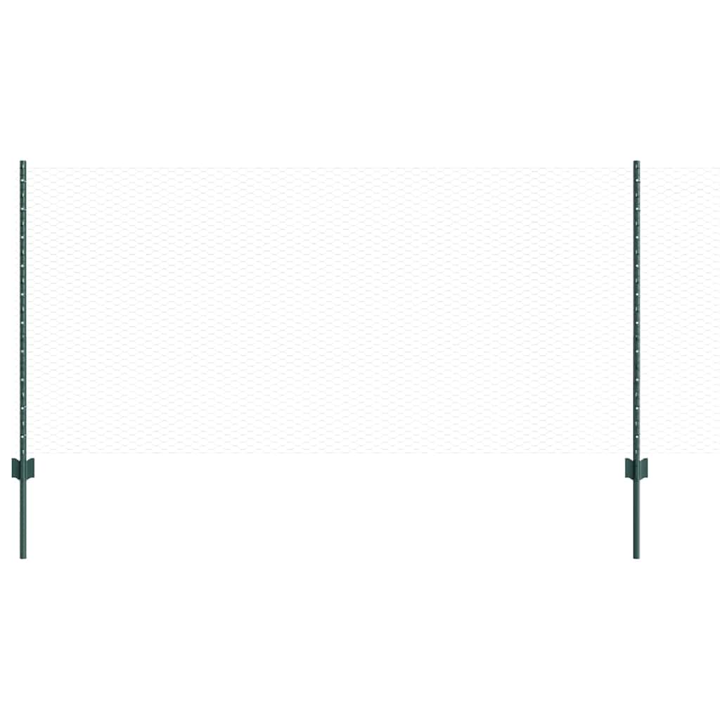 Sekskantet hegn med stolpe 50 x 1 m PVC-belagt stål Grøn Mesh