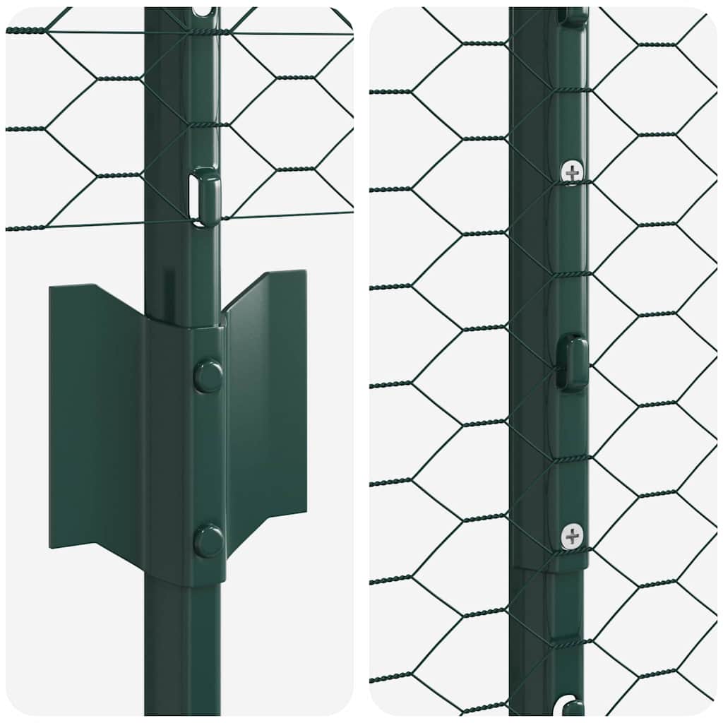 Sekskantet hegn med stolpe 50 x 1,2 m PVC-belagt stål Grøn Mesh