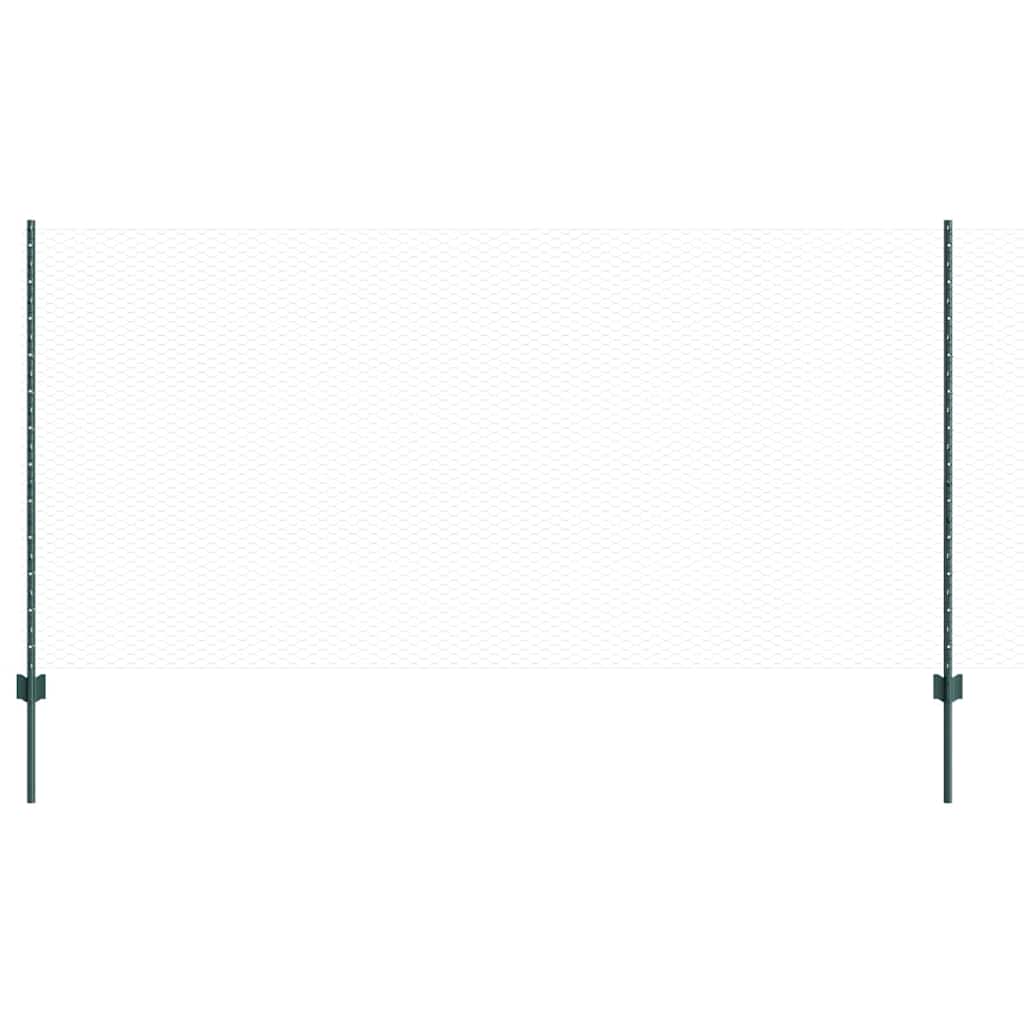 Sekskantet hegn med stolpe 50 x 1,2 m PVC-belagt stål Grøn Mesh