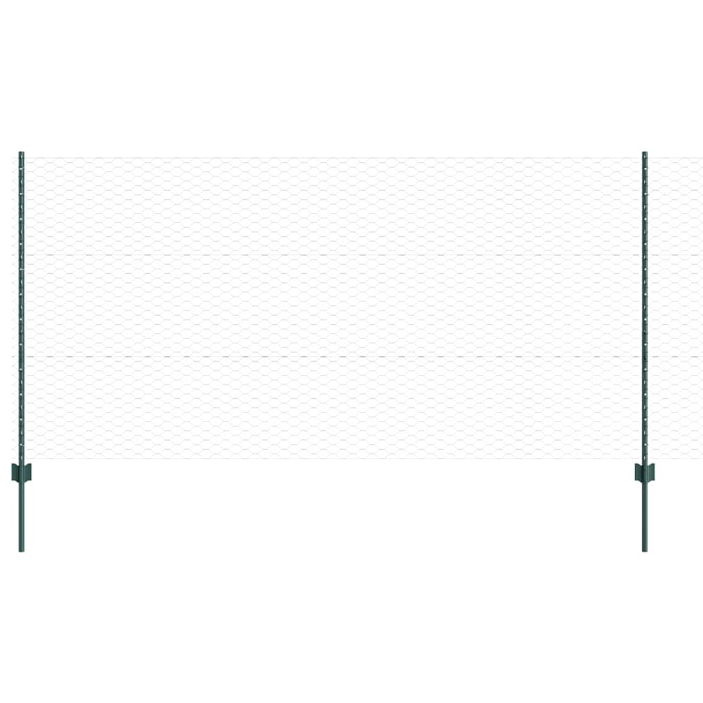 Sekskantet hegn med stolpe 50 x 1,2 m PVC-belagt stål Grøn Mesh
