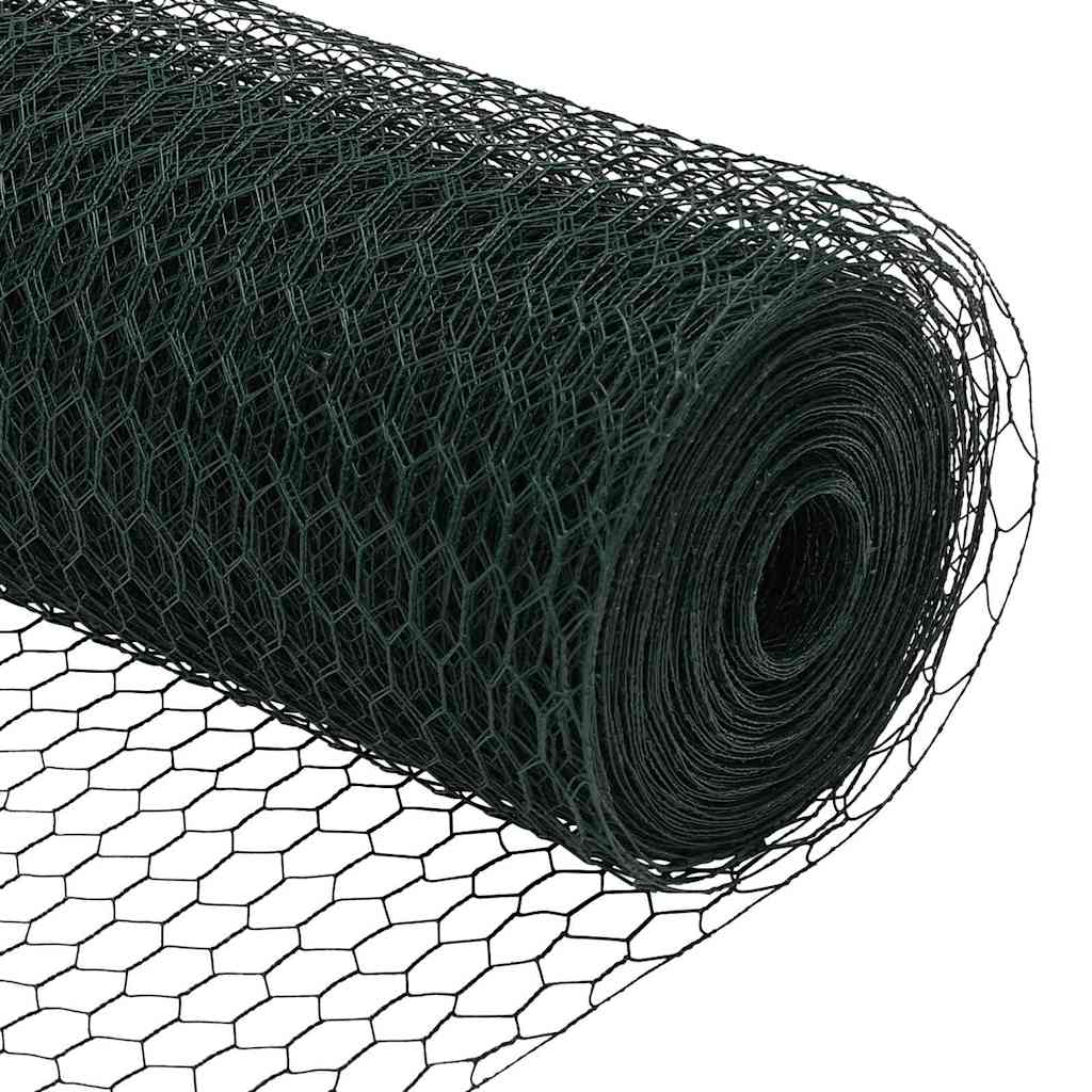 Sekskantet hegn med stolpe 50 x 1,6 m PVC-belagt stål Grøn Mesh