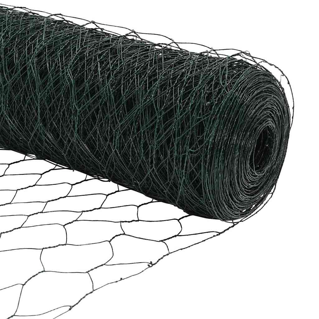 Sekskantet hegn med stolpe 50 x 1,6 m PVC-belagt stål Grøn Mesh