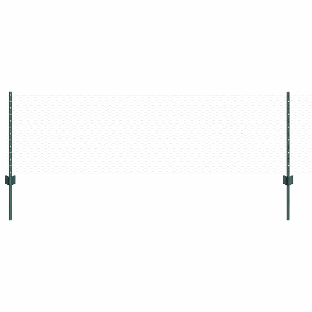 Sekskantet hegn med stolpe 100 x 0,6 m PVC-belagt stål Grøn