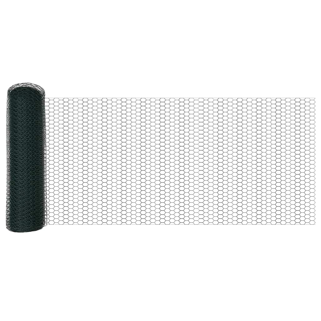Sekskantet hegn med stolpe 100 x 0,8 m PVC-belagt stål Grøn