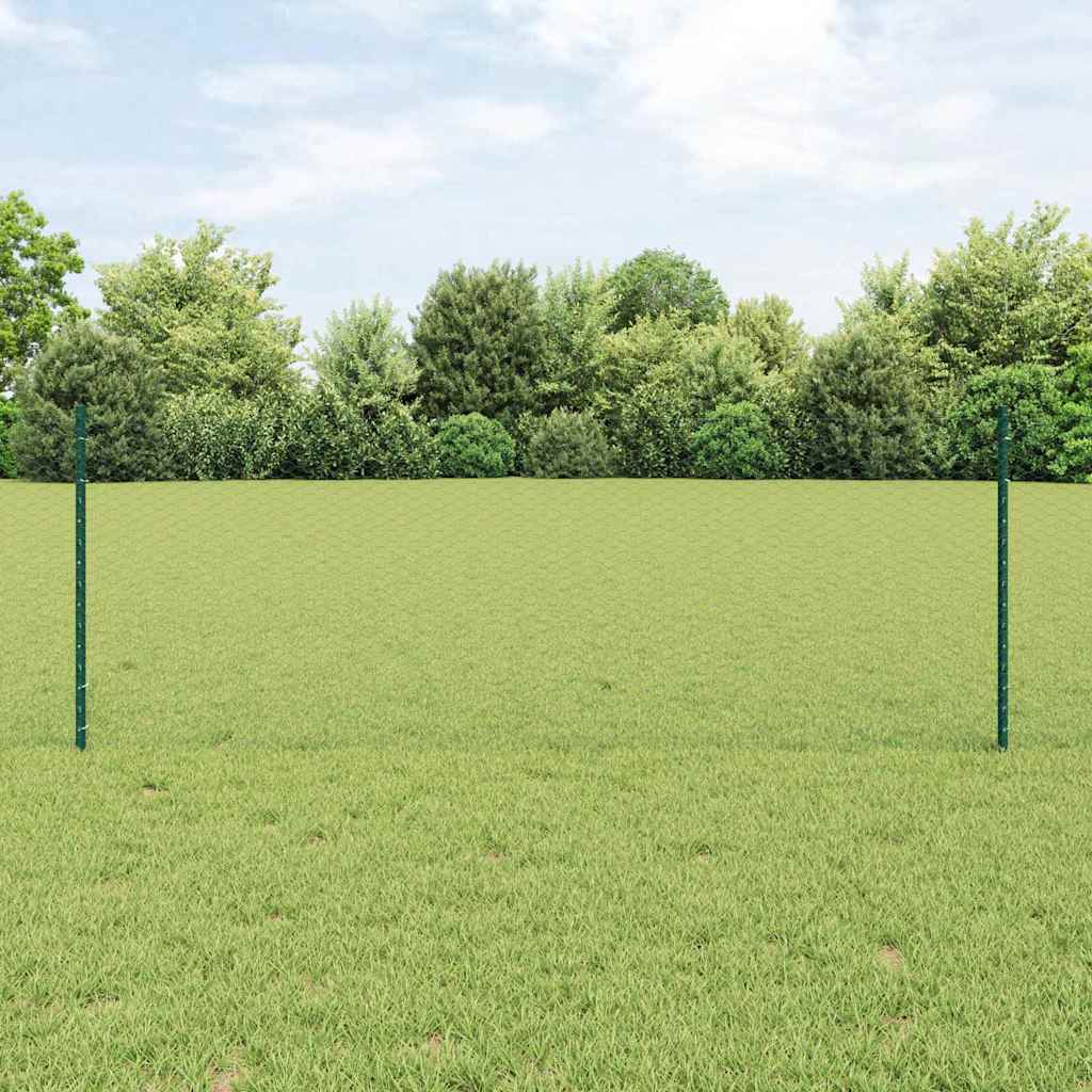 Sekskantet hegn med stolpe 100 x 0,8 m PVC-belagt stål Grøn
